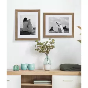 DesignOvation Museum 14 in. x 18 in. Matted to 11 in. x 14 in. Rustic Brown Picture Frame (Set of 2)