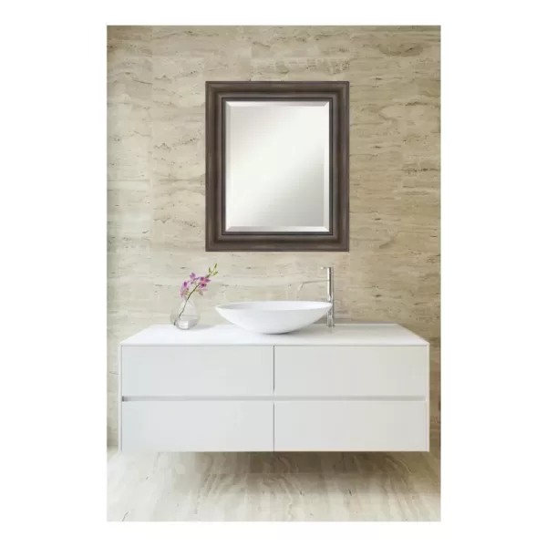 Amanti Art Rustic 22 in. W x 26 in. H Framed Rectangular Beveled Edge Bathroom Vanity Mirror in Rustic Pine