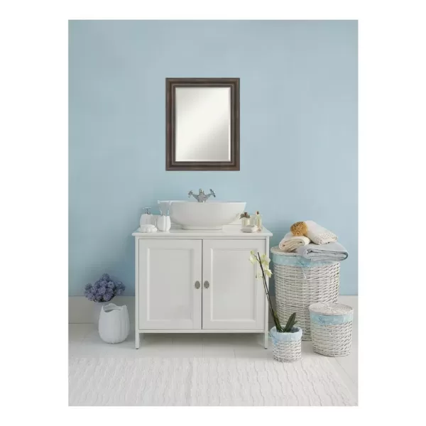 Amanti Art Rustic 23 in. W x 29 in. H Framed Rectangular Beveled Edge Bathroom Vanity Mirror in Rustic Pine