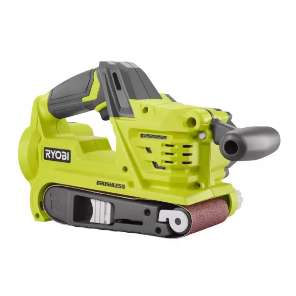 RYOBI 18-Volt ONE+ Cordless Brushless Belt Sander with Dust Bag and Corner Cat Sander with Sample Sandpaper (Tools Only)