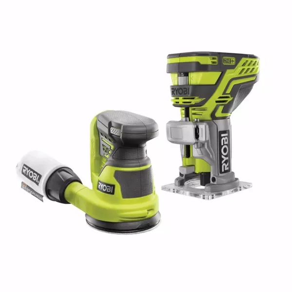 RYOBI 18-Volt ONE+ Lithium-Ion Cordless Fixed Base Trim Router and 5 in. Random Orbit Sander (Tools Only)