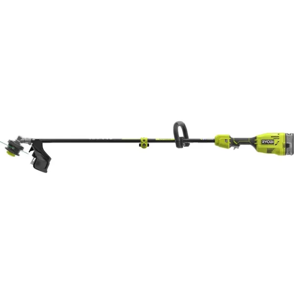 RYOBI ONE+ 18-Volt Cordless Attachment Capable Brushless String Trimmer with Edger Attachment 4.0 Ah Battery, Charger Included