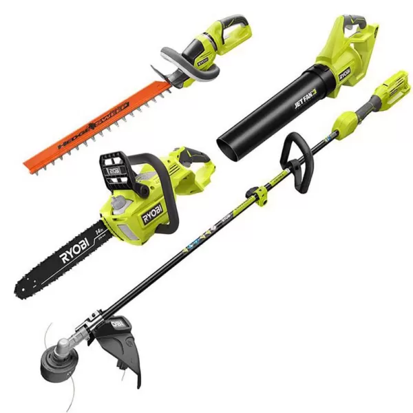 RYOBI 40-Volt Lithium-Ion Electric Cordless Battery Attachment Capable Trimmer with Blower, Hedge, Chainsaw (Tool-Only)