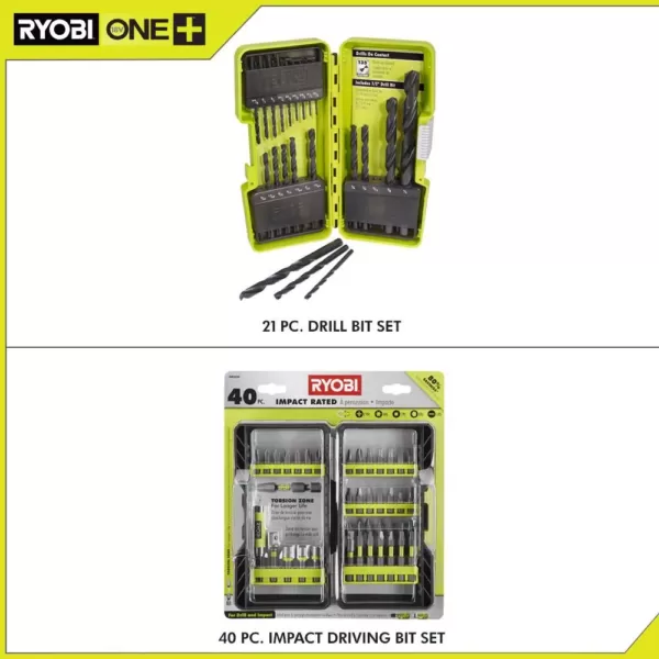 RYOBI Black Oxide Drill Bit Set (21-Piece) and Impact Rated Driving Kit (40-Piece)