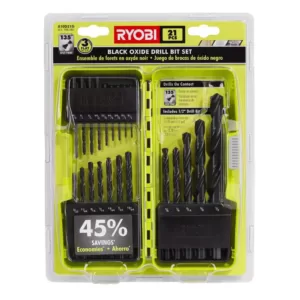 RYOBI Black oxide drill bit set (21-pc) with (8-pc) impact rated driving set