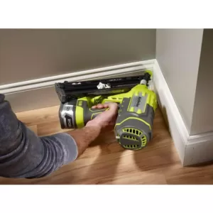 RYOBI 18-Volt ONE+ Lithium-Ion Cordless AirStrike 15-Gauge Angled Finish Nailer (Tool Only) with Sample Nails