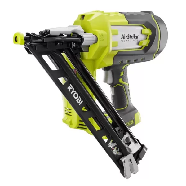 RYOBI 18-Volt ONE+ Lithium-Ion Cordless AirStrike 15-Gauge Angled Finish Nailer (Tool Only) with Sample Nails