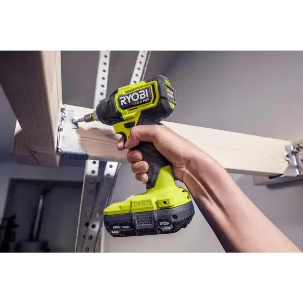 RYOBI ONE+ HP 18V Brushless Cordless Compact 1/4 in. Impact Driver, 3/8 in. Impact Wrench, (2) Batteries, Charger, and Bag