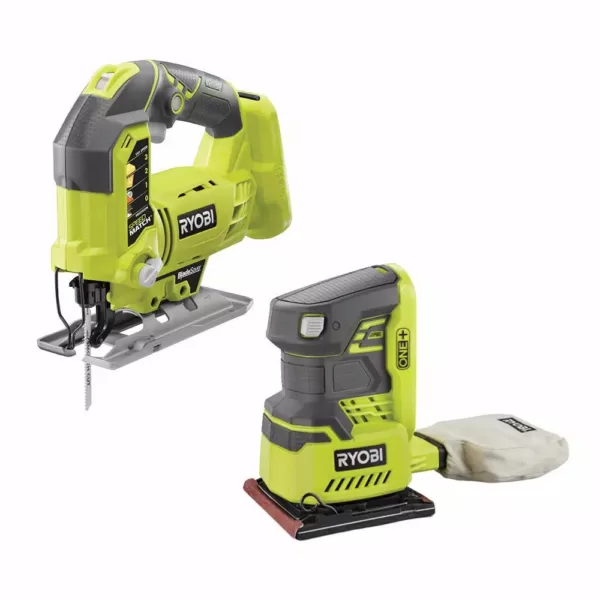 RYOBI 18-Volt ONE+ Lithium-Ion Cordless Orbital Jig Saw and 1/4 Sheet Sander with Dust Bag (Tools Only)