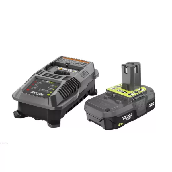 RYOBI 18-Volt ONE+ Cordless Compact Radio with Lithium-Ion 2.0 Ah Battery and Dual Chemistry IntelliPort Charger Kit