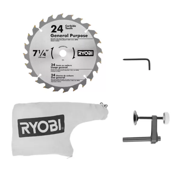 RYOBI ONE+ 18V Cordless 7-1/4 in. Miter Saw with (2) 3.0 ONE+ 18V LITHIUM+ HP Batteries and Dual Chemistry Charger