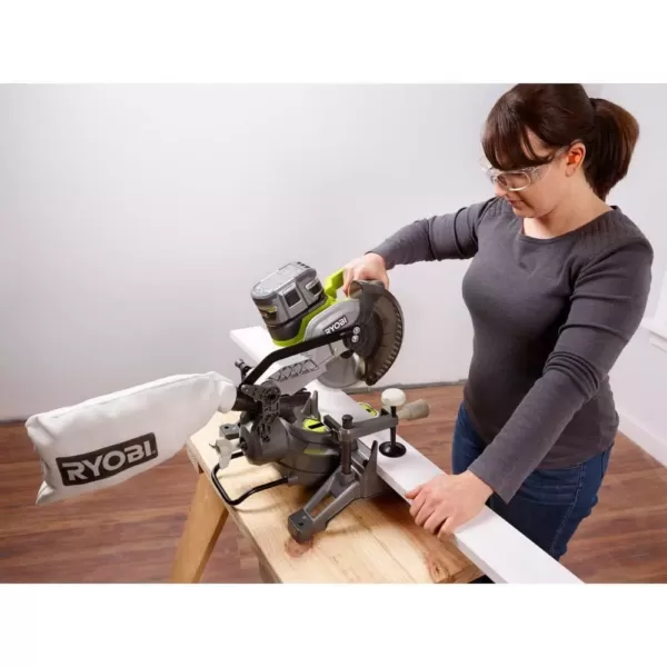 RYOBI ONE+ 18V Cordless 7-1/4 in. Miter Saw with (2) 3.0 ONE+ 18V LITHIUM+ HP Batteries and Dual Chemistry Charger