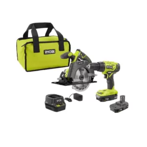 RYOBI 15 Amp 10 in. Sliding Compound Miter Saw and 18-Volt Cordless ONE+ Drill/Driver, Circular Saw Kit