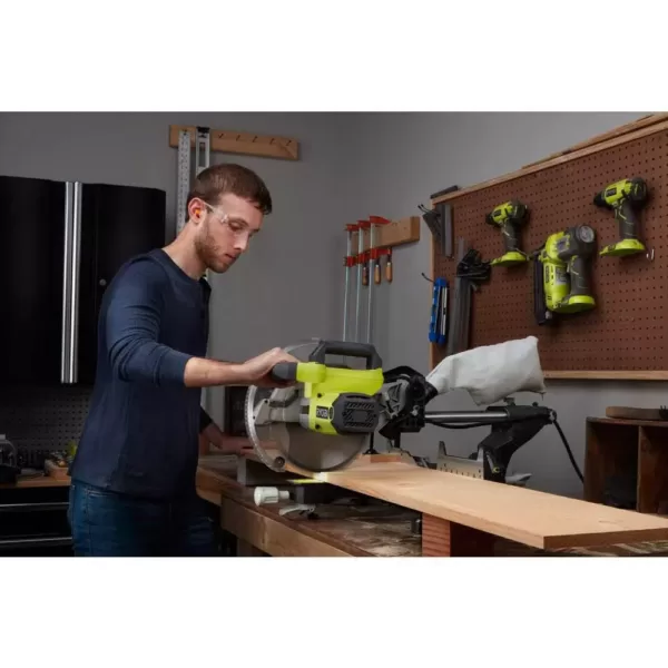 RYOBI 15 Amp 10 in. Sliding Compound Miter Saw and 18-Volt Cordless Airstrike ONE+ Pin Nailer Kit