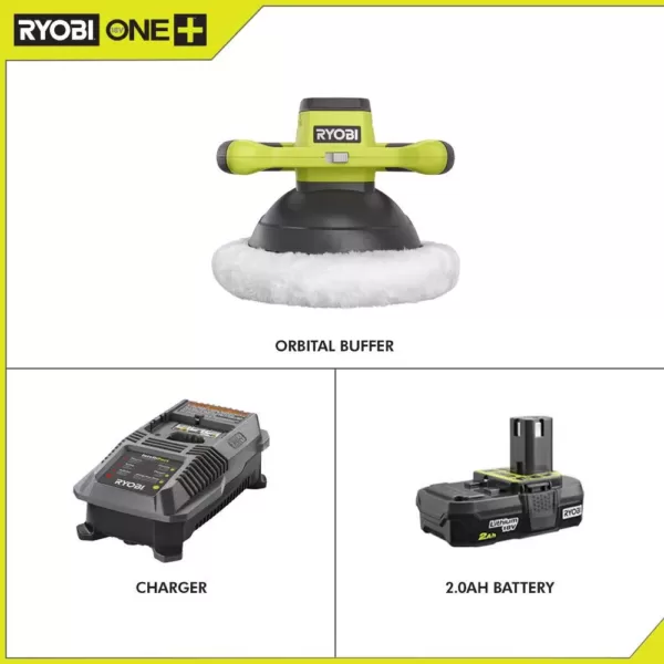 RYOBI 18-Volt ONE+ Cordless 10 in. Orbital Buffer with 2.0 Ah Battery and Charger Kit