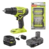 RYOBI ONE+ 18V Cordless 1/2 in. Drill/Driver Kit w/ 1.5 Ah Battery & 18V Charger w/ Impact Rated Driving Kit (20-Piece)