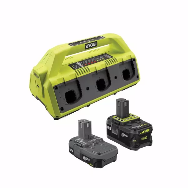 RYOBI ONE+ 18V Super Charger Kit with (1) 1.5 Ah Battery and (1) 4.0 Ah Battery