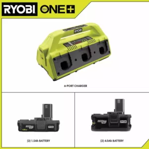 RYOBI ONE+ 18V Super Charger Kit with (2) 1.5 Ah Battery and (2) 4.0 Ah Battery