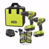 RYOBI 18-Volt ONE+ Cordless 2-Tool Combo Kit w/ (2) 1.5Ah Batteries, Charger & Bag w/ BONUS Impact Rated Driving Kit (70Piece)