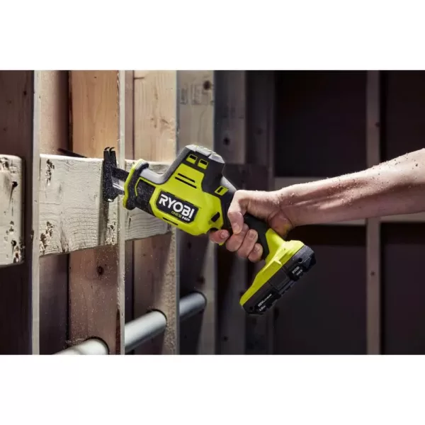 RYOBI ONE+ HP 18V Brushless Cordless Compact 3/8 in. Right Angle Drill and Compact One-Handed Reciprocating Saw (Tools Only)