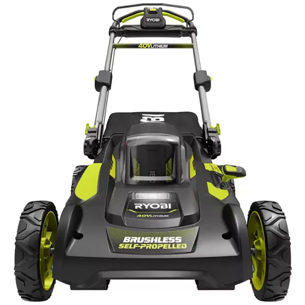 RYOBI 20 in. 40-Volt Brushless Lithium-Ion Cordless Self-Propelled Walk Behind Lawn Mower & Blower w/ 6.0 Ah Battery & Charger