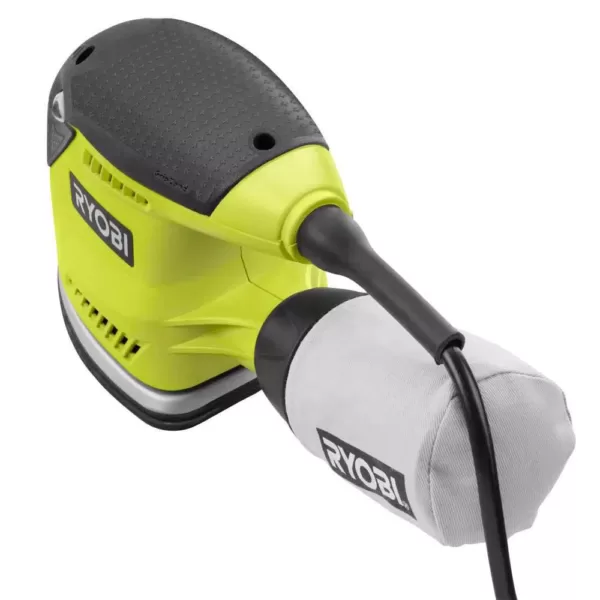 RYOBI 1.2 Amp Corded 5.5 in. Corner Cat Sander with Dust Bag, Sample Sandpaper, and Storage Case