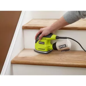 RYOBI 1.2 Amp Corded 5.5 in. Corner Cat Sander with Dust Bag, Sample Sandpaper, and Storage Case