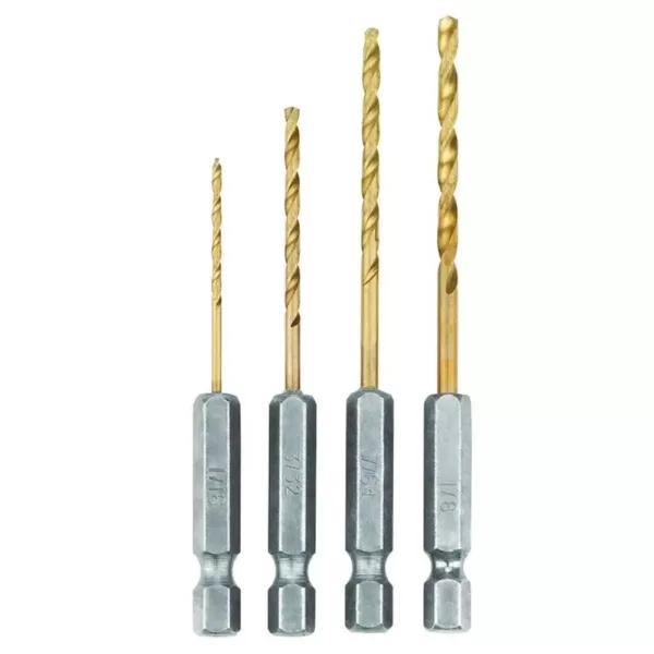 RYOBI SpeedLoad+ Titanium 4-Piece Hex Shank Pilot Drill Bit Set