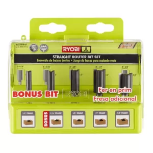 RYOBI Straight Router Bit Set (5-Piece)