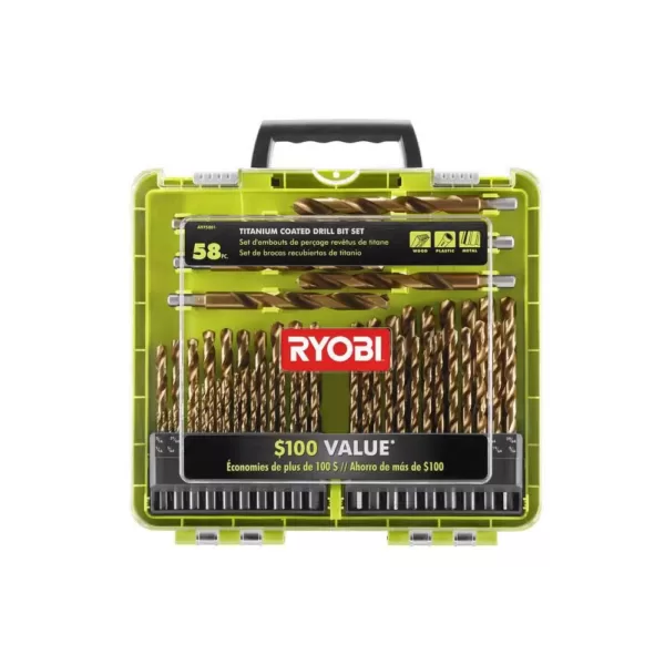 RYOBI Titanium Coated Drill Bit Set (58-Piece)