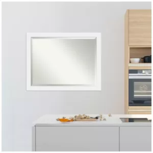 Amanti Art Corvino 45 in. W x 35 in. H Framed Rectangular Beveled Edge Bathroom Vanity Mirror in Satin White