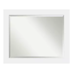 Amanti Art Corvino 33 in. W x 27 in. H Framed Rectangular Beveled Edge Bathroom Vanity Mirror in Satin White