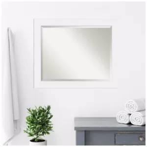 Amanti Art Corvino 33 in. W x 27 in. H Framed Rectangular Beveled Edge Bathroom Vanity Mirror in Satin White