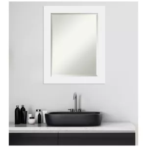 Amanti Art Corvino 23 in. W x 29 in. H Framed Rectangular Beveled Edge Bathroom Vanity Mirror in Satin White