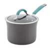 Rachael Ray Cucina 3 qt. Aluminum Nonstick Sauce Pan in Agave Blue with Glass Lid