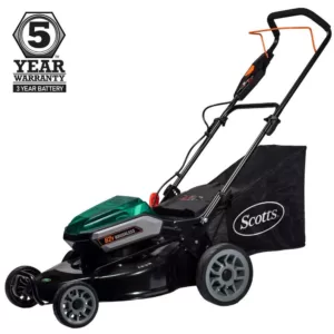 Scotts 21 in. 62-Volt Lithium-Ion Cordless Battery Walk Behind Push Mower with 5 Ah Battery and Charger Included