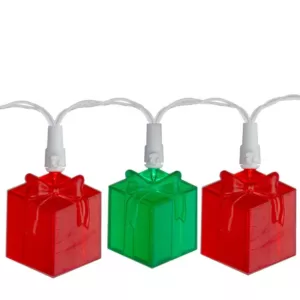 Sienna Set of 20 Red and Green LED Present Novelty Christmas Lights in White Wire