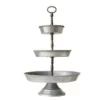 3R Studios Metal Silver 3-Tier Galvanized Tray with Handle