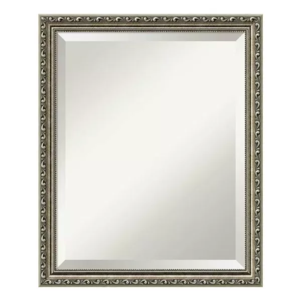 Amanti Art Parisian 19 in. W x 23 in. H Framed Rectangular Beveled Edge Bathroom Vanity Mirror in Silver