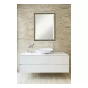 Amanti Art Parisian 20 in. W x 26 in. H Framed Rectangular Beveled Edge Bathroom Vanity Mirror in Silver