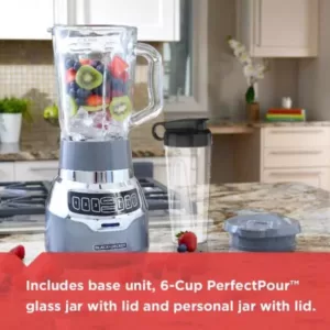 BLACK+DECKER PowerCrush 48 oz. 3-Speed Silver Digital Blender with Travel  Cup