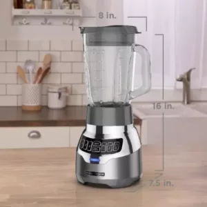 BLACK+DECKER PowerCrush 48 oz. 3-Speed Silver Digital Blender with Travel  Cup