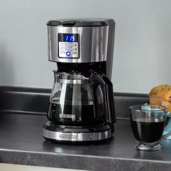 BLACK+DECKER 12-Cup Silver Accents Programmable Coffeemaker with Vortex Technology