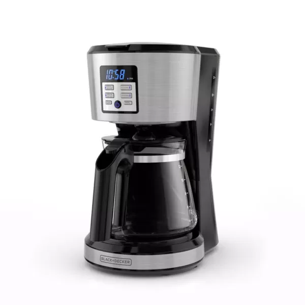 BLACK+DECKER 12-Cup Silver Accents Programmable Coffeemaker with Vortex Technology