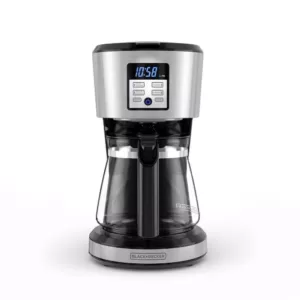 BLACK+DECKER 12-Cup Silver Accents Programmable Coffeemaker with Vortex Technology