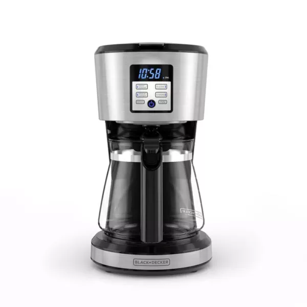 BLACK+DECKER 12-Cup Silver Accents Programmable Coffeemaker with Vortex Technology