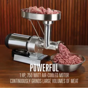 Weston Butcher Series #22 1 HP Electric Meat Grinder with Sausage Stuffing Kit