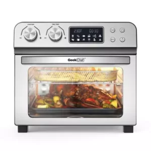 Boyel Living 24 Qt. Silver Stainless Steel Electronic Convection Air Fryer Toaster Oven with Accessories & Recipes Included