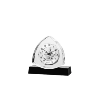 Bulova 6 in. H x 6.5 in. W Crystal Table Clock with Ebony Gloss Base