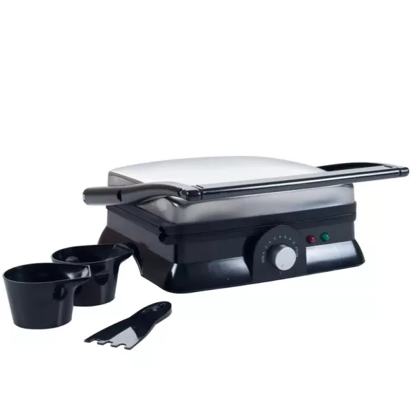 Chef Buddy 1400 W Silver Non-Stick Panini Press